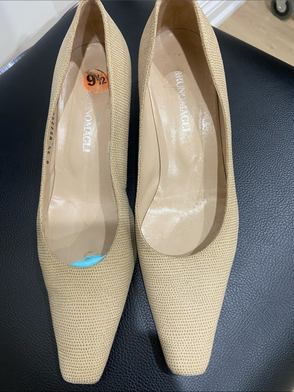 Bruno Magli Neutral Beige Textured Pointed Pumps